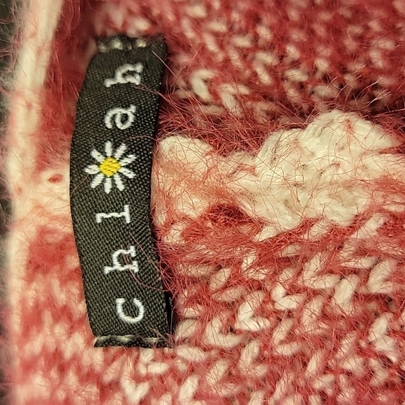 chloah Geometric Shaggy Eyelash Open Front Dolman Sleeve Varsity Cardigan - Picture 6 of 7